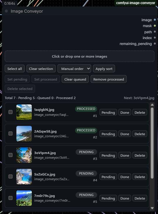 aiaicreate's tweet image. ComfyUI向け画像キューノード「Image Conveyor」リリース。D&amp;amp;Dで画像を追加、ノード内にサムネイル表示。プロンプト実行ごとにキューから画像を順次処理する。外部ツール不要、ノード内キュー状態の可視化・管理を実現。予測可能なシーケンシャル消費に特化した設計。

#ComfyUI #StableDiffusion
