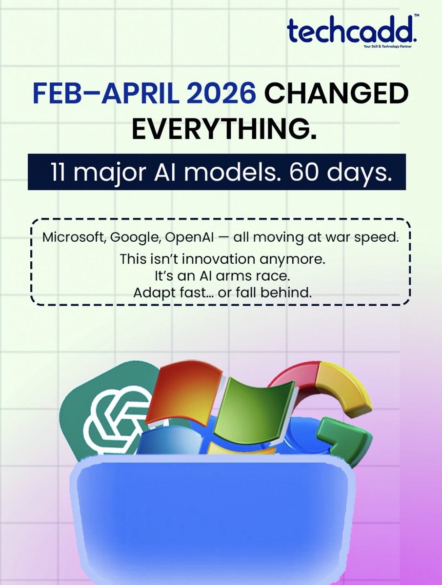 Techcadd_comp's tweet photo. AI is moving insanely fast.

In just weeks, updates from Microsoft, Google &amp; OpenAI have completely shifted the space.

It’s not just innovation anymore—it’s a race.

Trying to keep learning &amp; keep up 🚀 https://t.co/sENYfDoenz