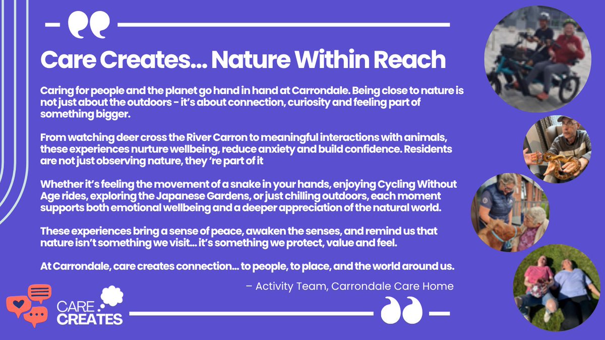 DrDMacaskill's tweet image. The relationship between good #care and #support and the natural world and #environment is clear to see. #CareCreates a greener tomorrow. @scottishcare #socialcare.