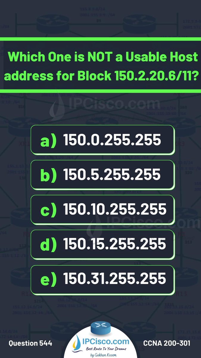 ip_cisco's tweet image. Networking Question!!!
.
Enroll Now: ipcisco.com/membership/
Flashcard Questions: ipcisco.com/ccna-flashcard… 
.
#ccna #network #cisco