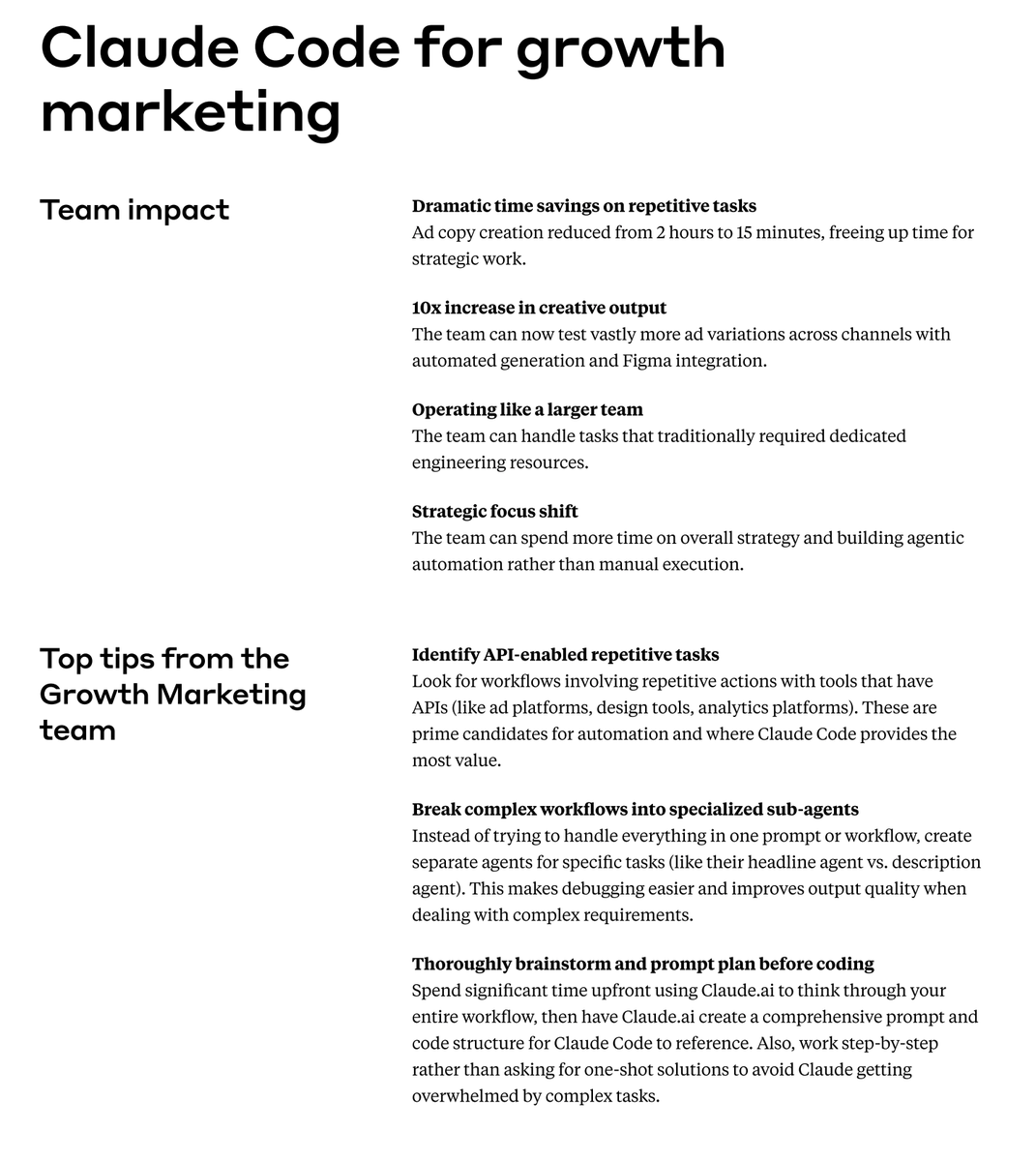 Claude Code just changed growth marketing forever.

Teams are getting 10x more output…
while spending 90% less time.

No extra hires.
No big budgets.
Just one system.

I studied how teams are using it to: • Turn 2-hour ad copy into 15 minutes
• Launch campaigns across channels