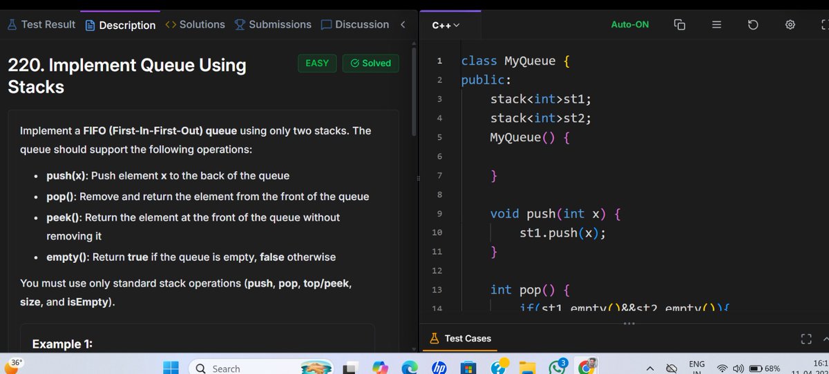 OmPrakash_cpp's tweet photo. Started learning Queue today 💻
Learned FIFO &amp; implemented using array, linked list &amp; stack.
#DSA #Queue #Coding #ProblemSolving https://t.co/r3jpCbfcfq