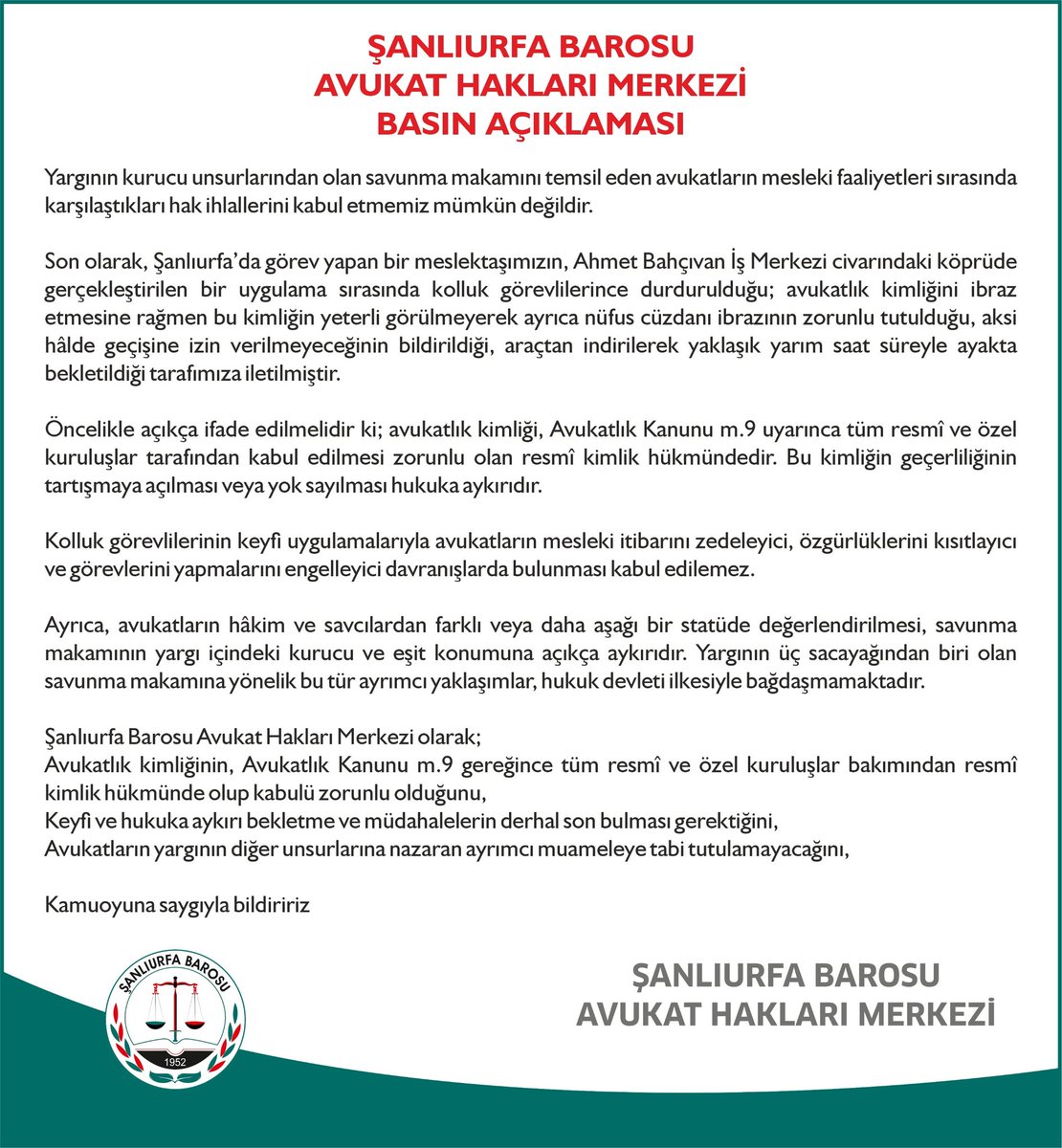 AvukatMerkezi's tweet photo. Kamuoyuna Duyurulur;
Avukatlık Kimliği, Avukatlık Kanunu Madde 9 gereğince tüm resmi ve özel kuruluşlar tarafından kabul edilmesi zorunlu resmi kimlik hükmündedir.
👇👇👇👇 https://t.co/xlTj0irXB3