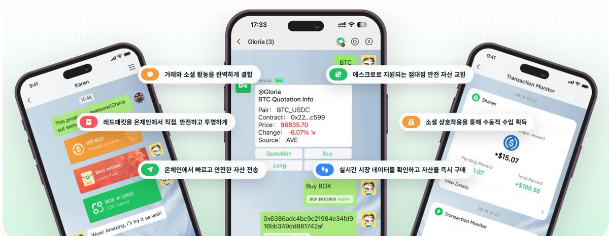 onoff8949's tweet photo. [DeBox  ]
소셜파이 Debox(디박스)의 DMT프로젝트
https://t.co/OFr6rl2XIW

DeBox 앱이란? 

암호화폐 하는 사람들을 위한 '크립토 카카오톡 + 지갑' 완전 정리암호화폐에 관심은 있는데, 채팅은 카카오톡, 지갑은 메타마스크, DAO 모임은 따로… 앱을 여러 개 쓰느라 번거롭지 않으신가요? DeBox는 이런 불편을 한 번에 해결해주는 올인원 Web3 앱입니다.

“암호화폐 버전의 카카오톡”이라고 생각하면 가장 쉽습니다. 채팅하면서 바로 코인을 보내고, 투자자 모임을 만들고, DAO도 운영할 수 있어요.DeBox의 핵심 기능 4가지 (초보자도 쉽게 이해하기)

DeBox 시작하는 방법
Google Play 또는 App Store에서 “DeBox: Messenger Crypto Wallet” 검색 후 다운로드
지갑 생성 또는 기존 지갑 연결 (메타마스크 등)
바로 채팅과 자산 관리를 시작!

공식 사이트: https://t.co/UhbrdQ6bHC
웹 앱: https://t.co/NPX9a3fcbU

한 줄 요약
DeBox는 채팅 + 지갑 + 커뮤니티를 하나로 합친, Web3 시대의 스마트 메신저입니다. 
복잡한 크립토 생활을 훨씬 간편하고 안전하게 만들어주는 앱이에요.