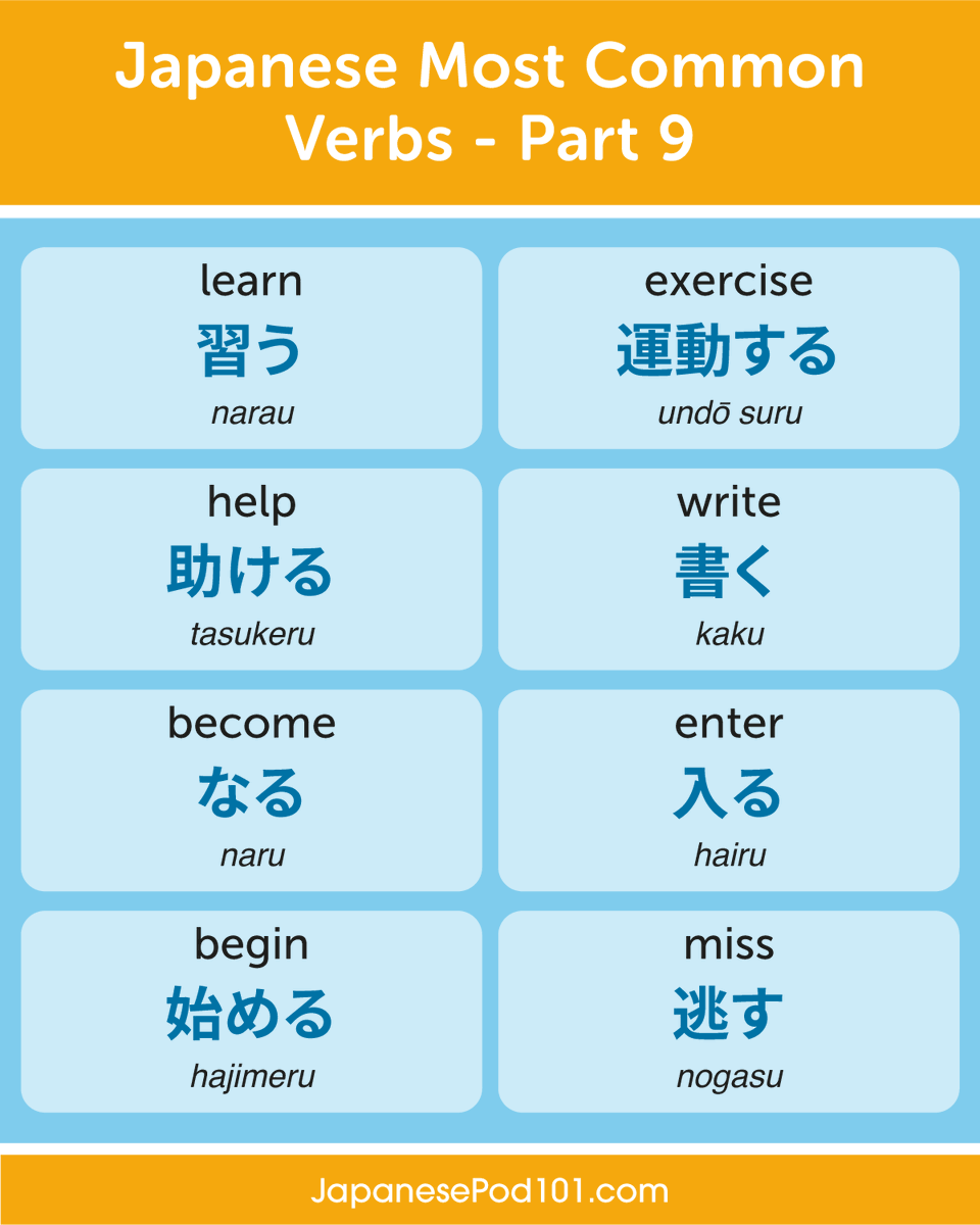 Japanese Most Common Verbs 🎲 PS: Get the best FREE Japanese online ...