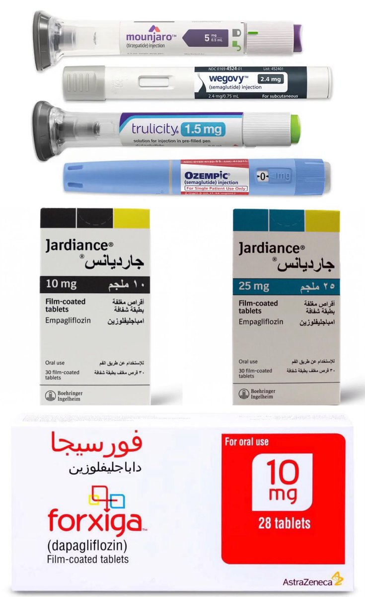 🔴علاج السكري النوع الثاني

أصبح نهج شامل يعالج المرض من جذوره

✨مع العلاجات الحديثة مثل:
🔺مثبطات SGLT-2 جاردينس أو فورسيجا
🔺محفزات GLP-1 أوزمبيك أو ويقوڤي أو تروليستي
🔺العلاجات الثنائية GIP/GLP-1 مونجارو

أصبحنا نحقق:

1️⃣ تحكم قوي بالسكر
بدون زيادة خطر الهبوط

2️⃣ نزول ملحوظ