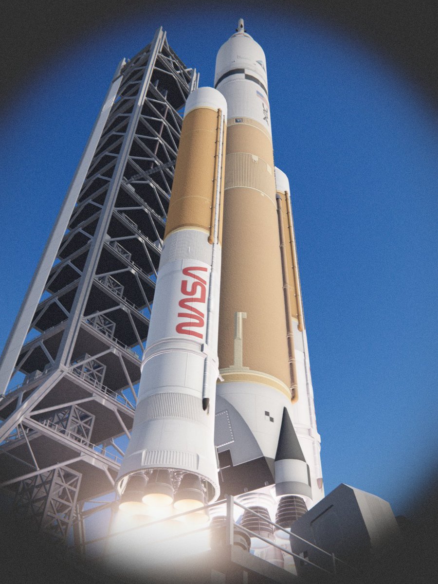 SDLV liftoffs with its Liquid Boosters carrying Orion to the Moon.