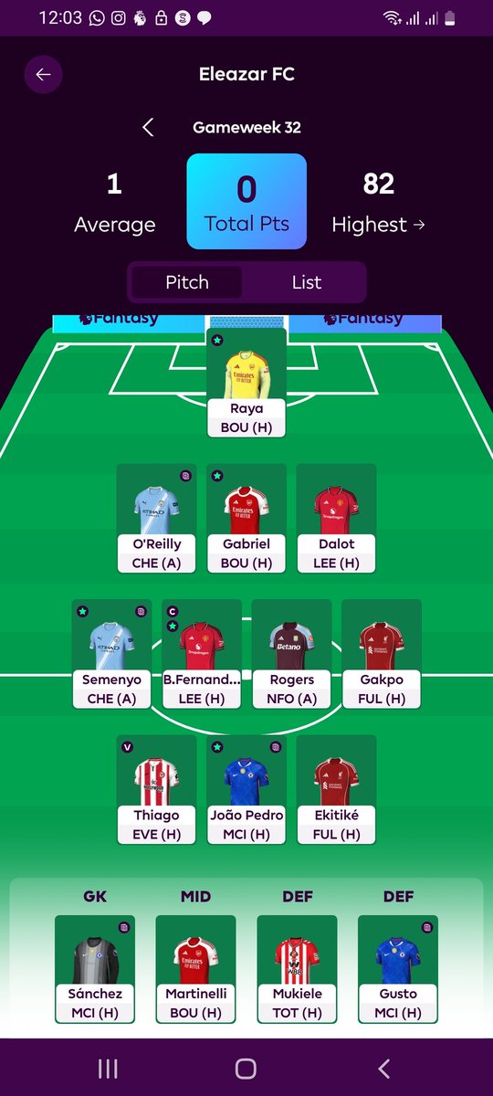 UmohEleazar's tweet photo. @basediah Bruno Fernandes [C]
Ekitike
Igor Tiago

All blanked at strategic points when I needed them to boost my points
#naijafplgods

@basediah https://t.co/TAM1QWAePQ