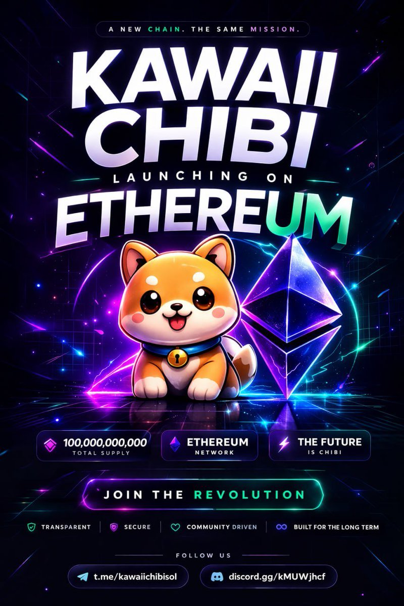 1/ 🚀 A NEW CHAIN. THE SAME MISSION.

$KAWAII CHIBI is launching on Ethereum and the community energy is already exploding.

This is not just another meme token.

This is the beginning of something bigger. 🧵👇

✅:Telegram✈️t.me/Kawaiichibisol…

✅:X🔗x.com/Thekawaiichibi