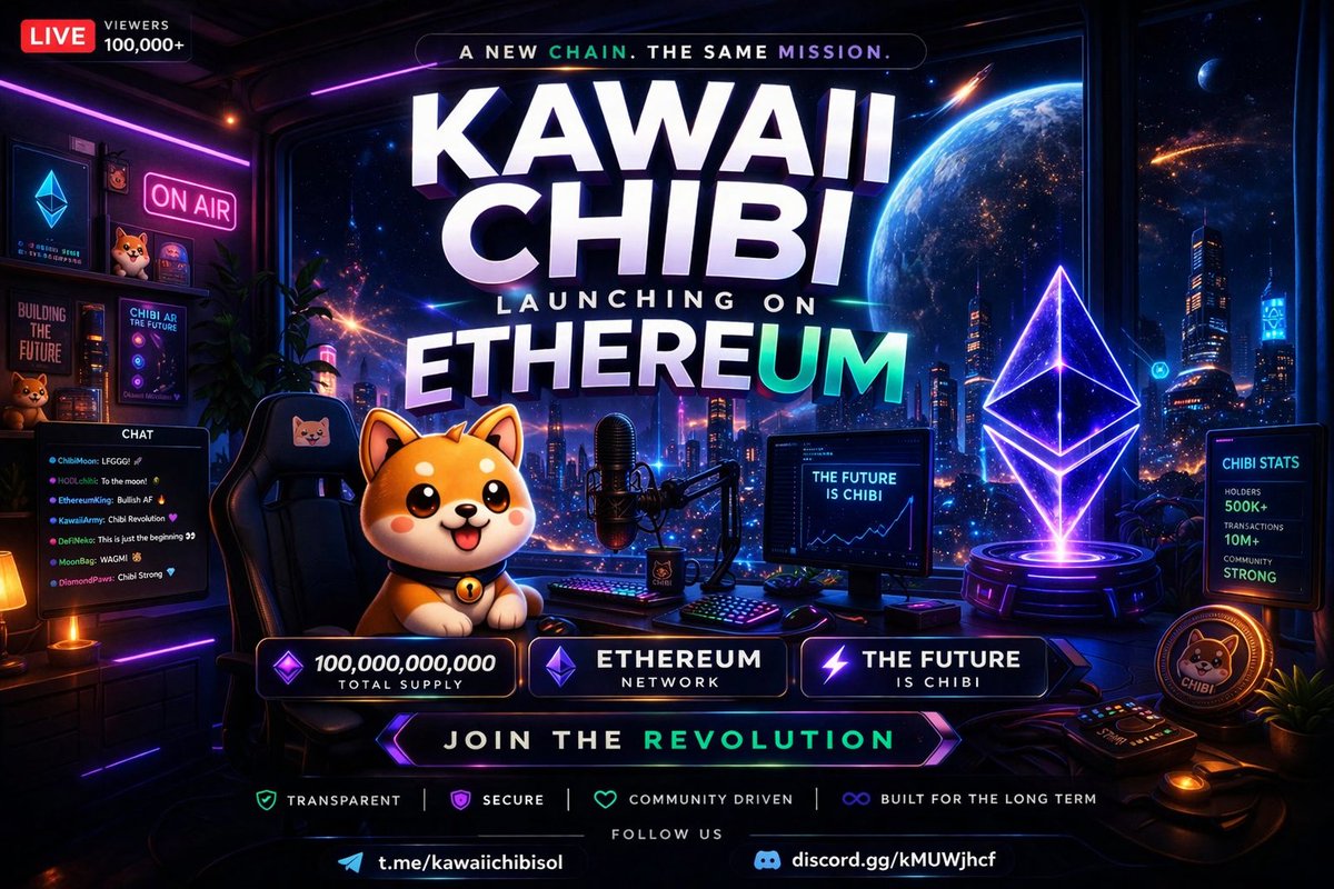 4/ ⚡ Why Ethereum?

Because the strongest communities are built on the strongest chain.

$KAWAII CHIBI + Ethereum = unstoppable energy.

✅:Telegram✈️t.me/Kawaiichibisol…

✅:X🔗x.com/Thekawaiichibi

✅:Descord🚀discord.gg/sbgUGqx8

✅:Web📱kawaiichibi.com

📄