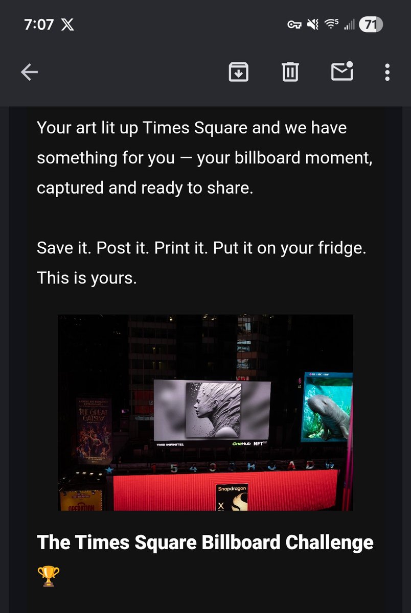 tmdinfiniteeth's tweet photo. iiiiits baaaaack!

My art which was shown on Times Square billboards will be included in the https://t.co/PaCdxpuUj5 Times Square Challenge in the lead up to the event (Sept 1-3). I'll share a link when it's available to collect!

#NFT #NFTNYC #NFTNYC2026 #NFTNYCCommunity https://t.co/Xwle7BalhT