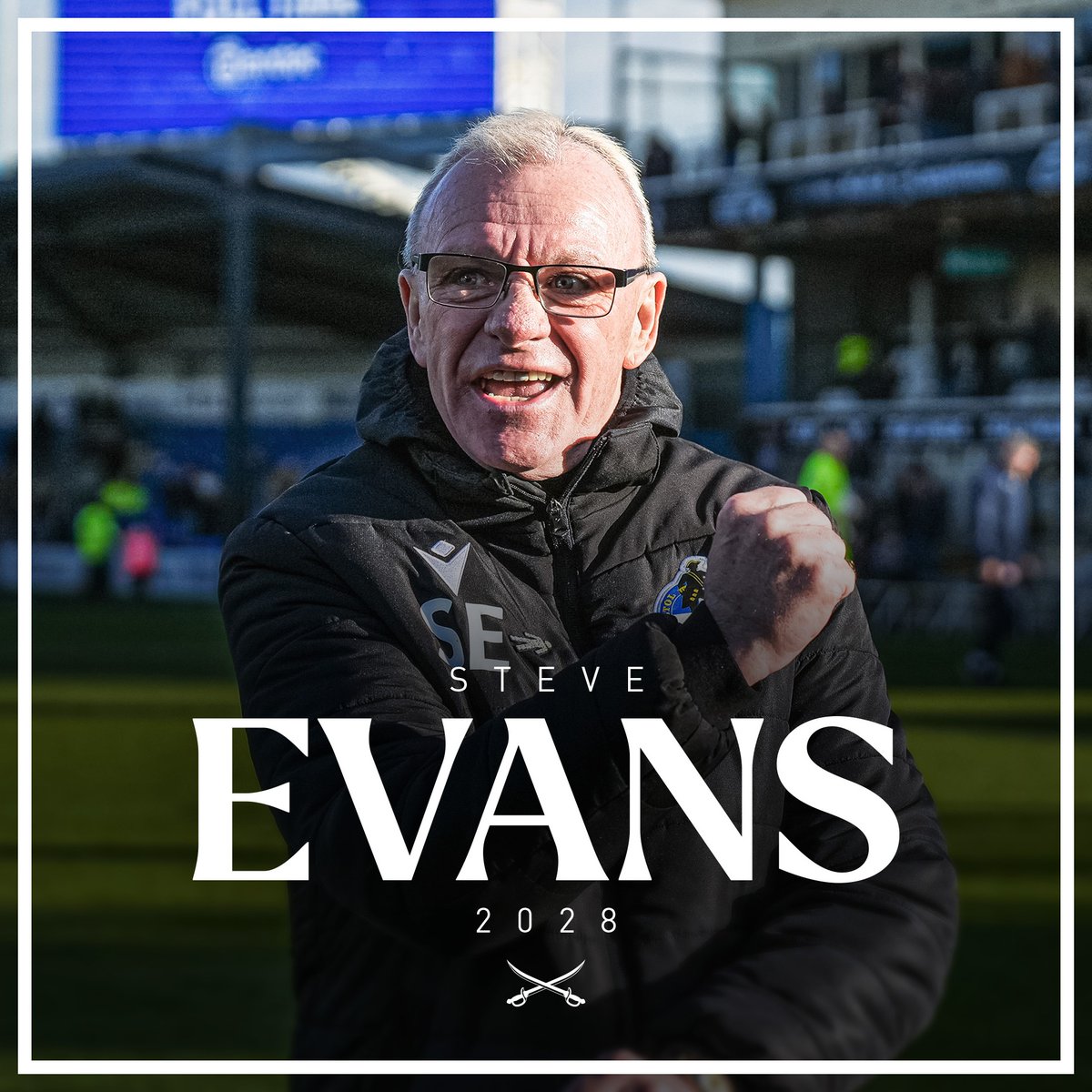 Official_BRFC's tweet photo. As proudly announced by our Chairman Hussain AlSaeed before today's game, we are delighted to confirm the permanent appointment of Steve Evans as the Men’s First Team Manager. 👏