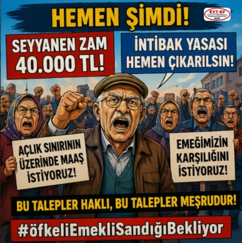 ABO İNTİBAK HAK 💯 👍🏻 ‼️ 
SEYYANEN TÜM EMEKLİLERE 40 BİN ŞARTTIR ‼️ 💯 🔥 
<a href="/isikhanvedat/">Prof. Dr. Vedat Işıkhan</a> <a href="/memetsimsek/">Mehmet Simsek</a>
<a href="/RTErdogan/">Recep Tayyip Erdoğan</a> <a href="/_cevdetyilmaz/">Cevdet Yılmaz</a>
#öfkeliEmekliSandığıBekliyor
#5000KısmiSandıkDiyor