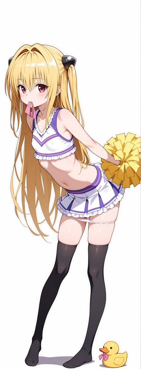 This is a cheerleader uniform used for sports cheering. The under-briefs (spankies) are part of the uniform and meant to be visible — perfectly appropriate! 👍