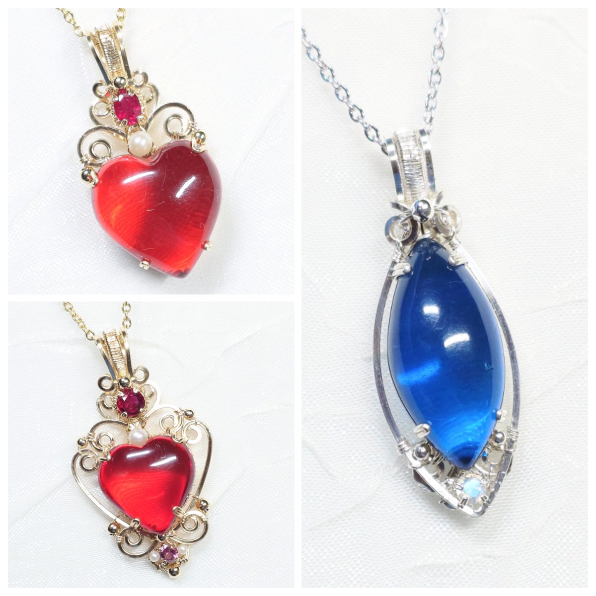 アンバーのペンダント達✨💎

左から
①レッドカラーアンバー、ルビー
②ブルーカラーアンバー、ムーンストーン
③レッドカラーアンバー、ルビー、ピンクトルマリン

SV925・14Kgfワイヤーで石枠から手造りのワイヤーアクセサリーです✨

よろしければご覧ください(⁠^⁠^⁠)
minne.com/sigetu