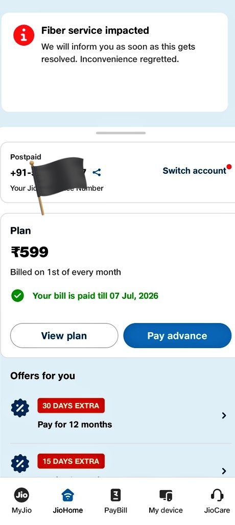 cartikshukla's tweet photo. @reliancejio @JioCare 
Sir/Mam,
What's wrong with your customer support? More than 36+Hours you are unable to provide Internet via your Fiber Connection.
As well as you failed to provide a valid reason behind this illegal Shut Down because We had already paid for this. https://t.co/3ByYDHpRjl