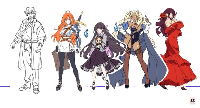原作者によるATMおじさんのキャラクター設定の初期バージョンです。 この時期のマドレーネの髪色は濃いめでした。