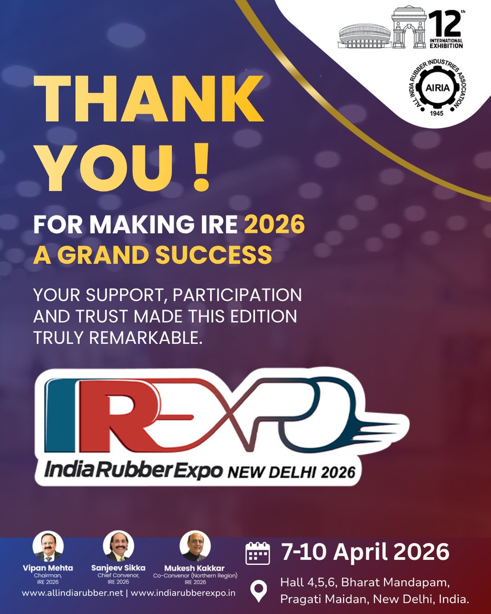 All India Rubber Industries Association (AIRIA) tweet media
