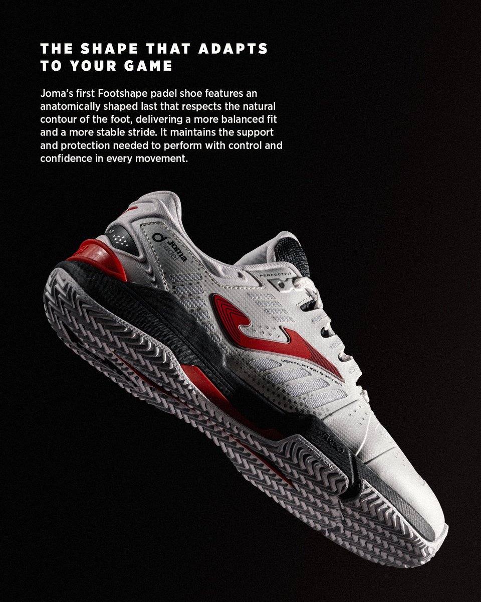JomaSport's tweet photo. SLAM FOOT SHAPE 👟
Horma anatómica. Libertad total.
Cada movimiento, más natural.
Más estabilidad, más comodidad, menos fatiga en pista.
Juega como eres. Sin límites.
👉 https://t.co/iAjyPNqLzo
#JomaPadel #FootShape https://t.co/tC0mANXtdW
