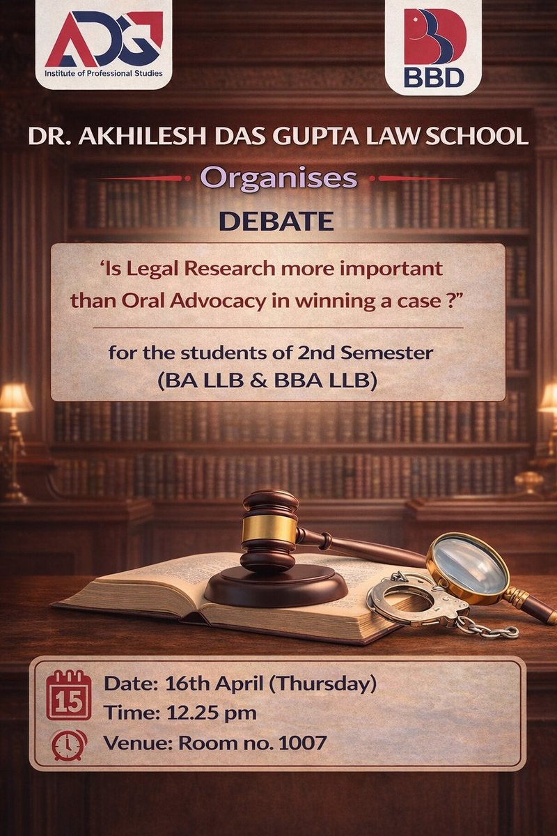 CleAdgitm's tweet photo. Is winning a case about what you know—or how you argue it? ⚖️🔥
Join the debate and let your voice decide. #Debate #LawStudents #FutureLawyers #LegalMind https://t.co/ZSX0m7XWuO