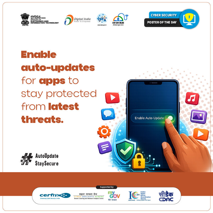 InfoSecAwa's tweet image. #Poster
Outdated apps can become easy targets.
Turn on auto-updates and keep your device protected at all times.

#CyberSecurity #StaySafeOnline #AutoUpdate #CyberHygiene #MobileSecurity #DataProtection #OnlineSafety #StaySecure