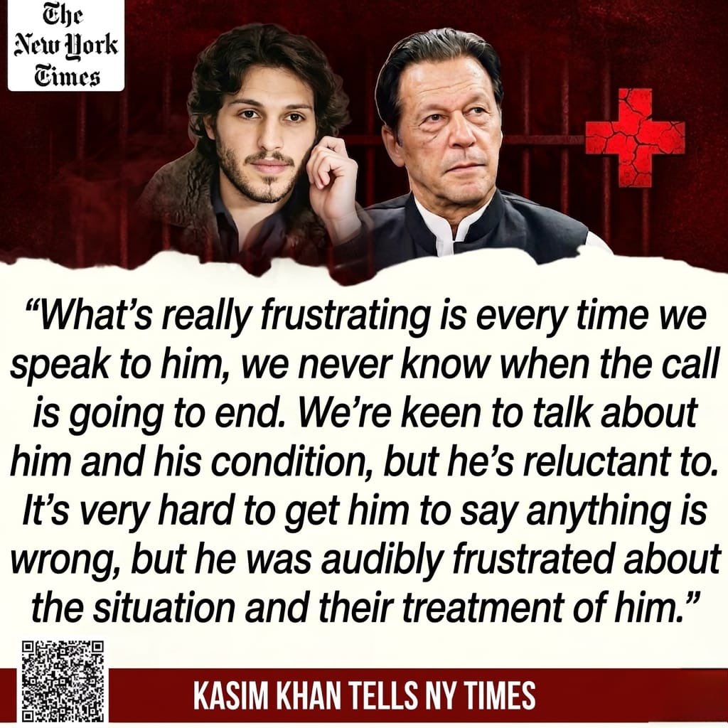 “What’s really frustrating is every time we speak to him, we never know when the call is going to end.” While the Sulaiman and Kasim are keen to talk about Imran Khan’s condition, he is reluctant to talk about himself. But they can tell that he is very frustrated about the