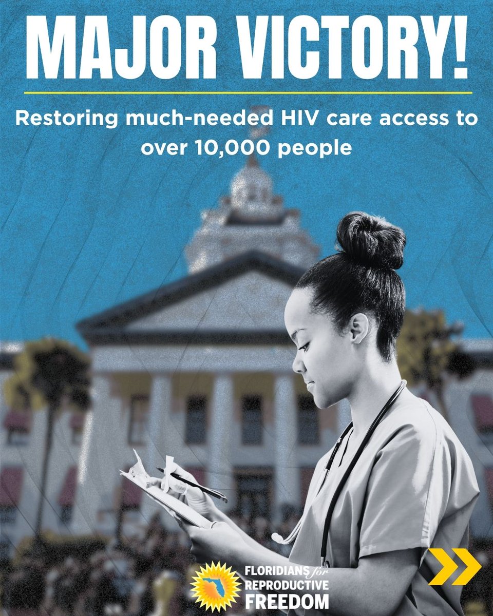 FLReproFreedom's tweet photo. Emergency funding has been approved to restore HIV care for over 10,000 Floridians through ADAP, following advocacy against harmful cuts. While this stopgap ensures immediate access in the short term, sustained funding is still needed to prevent a recurring public health crisis. https://t.co/GYAsXScQ6c