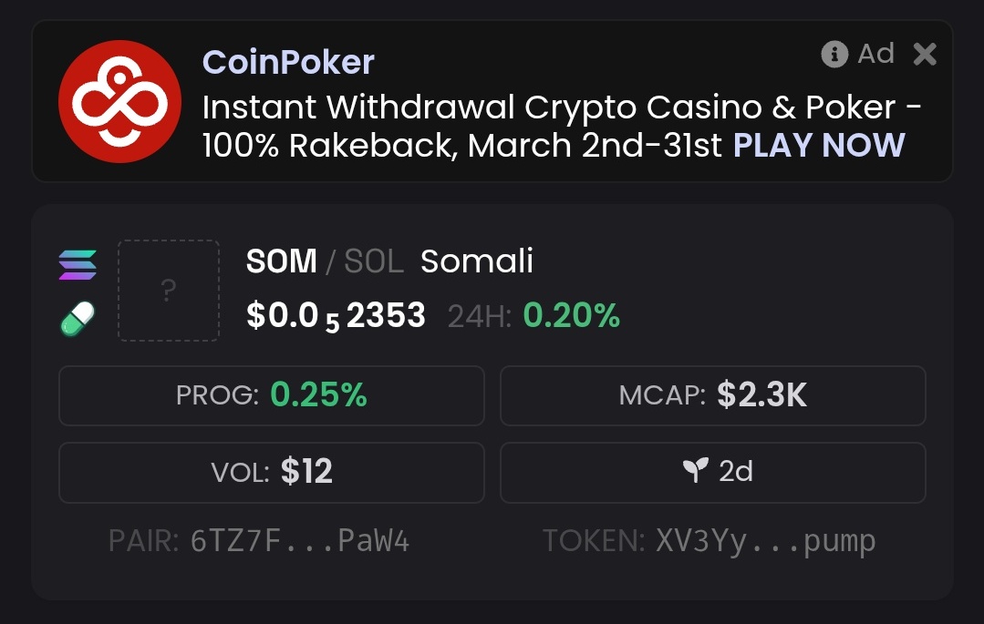 yuusufSOMc's tweet photo. SOM is looking beautiful on the charts! 🇸🇴🚀The community is growing and the market is green. We are just getting started on this journey! 🌕💎Join us now: [LINK-GA TELEGRAM-KAAGA]Buy here: https://t.co/7HMeS4hh7s#Solana #Memecoin #SOM #Crypto #Bullish" https://t.co/S37EPIbKLv