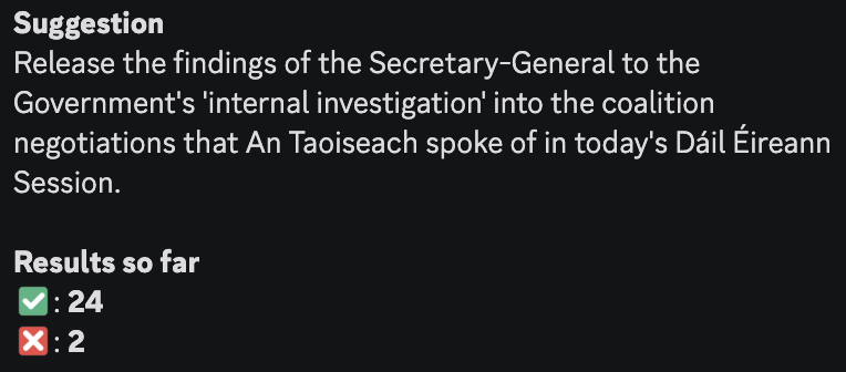 Following legal advice regarding dealing with the OSA as an opposition party, I have halted the development of my bill until my petition pertaining to the same subject is debated in the Dáil Éireann.

Following the debate, I shall assess the suitable next steps for transparency.