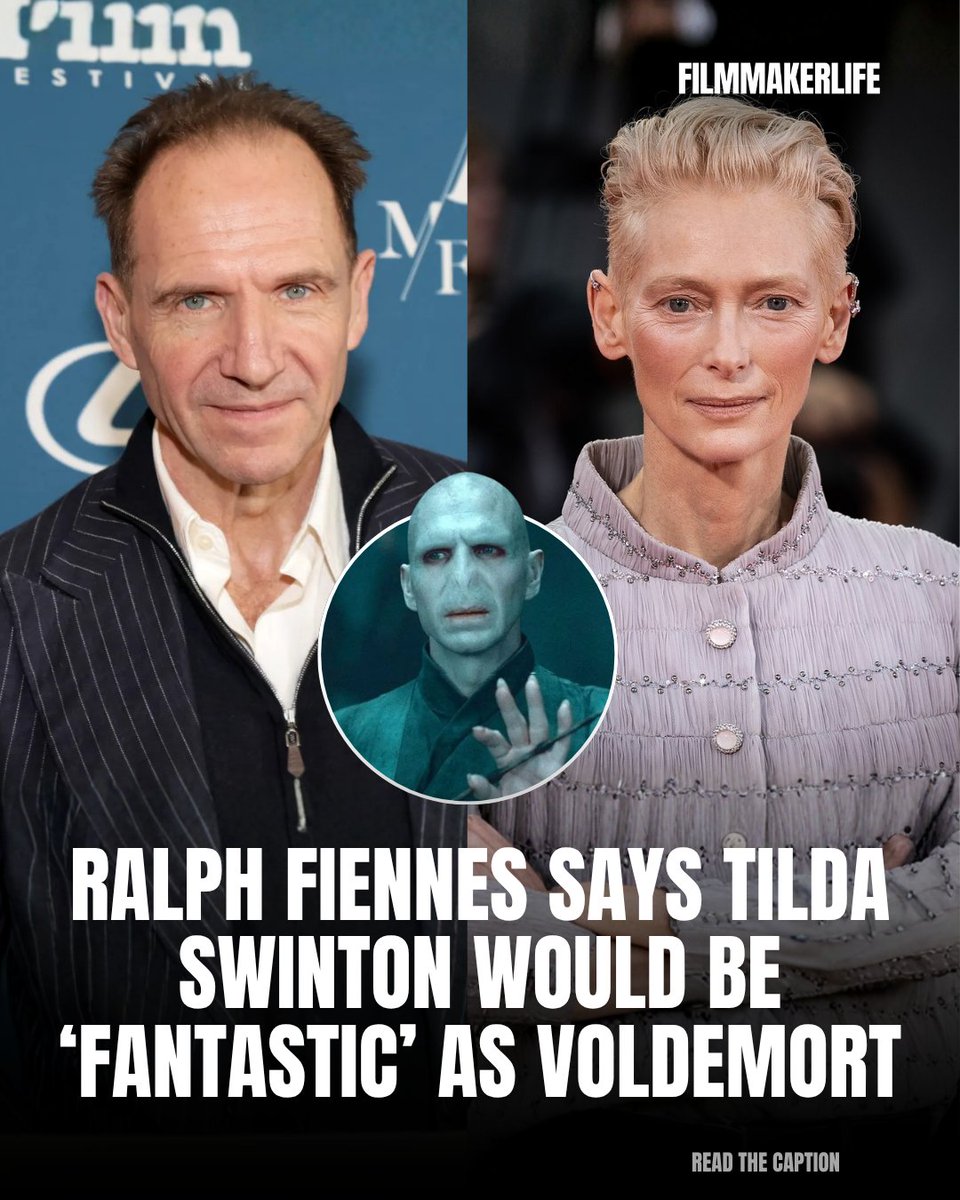 FilmmakerLife_'s tweet image. Ralph Fiennes says Tilda Swinton would be “fantastic” as Voldemort  A bold new take on the iconic villain, would you want to see it? 💭🔥

 #RalphFiennes #TildaSwinton #Voldemort #HarryPotter #CastingIdea #MovieTalk #FilmFans #CinephileLife #Hollywood #Filmmakerlife