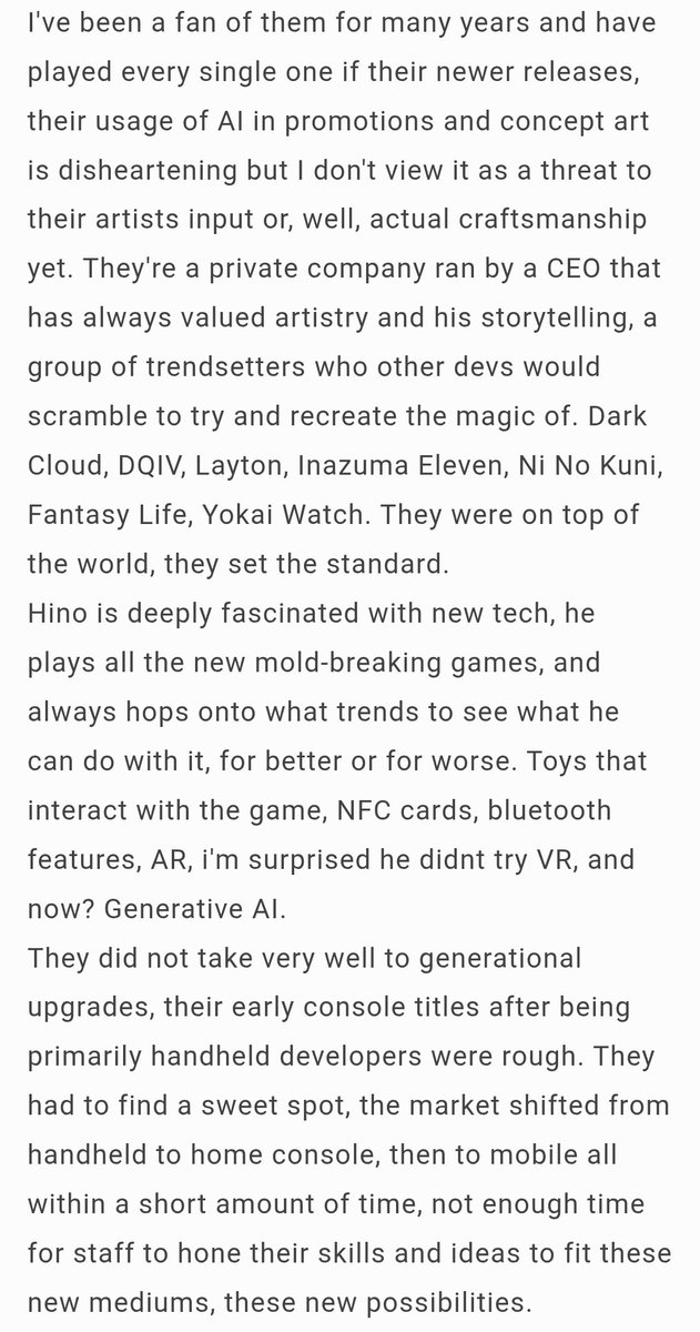 carbon8tion's tweet photo. My full thoughts on the current state of Level-5's AI usage, full text in link below. There's much more than this.

TLDR- I believe HHM is going to be their ultimate "slop" experimental game that will determine their future from here on, of if AI is worth using or not. https://t.co/7wqZnLul5n