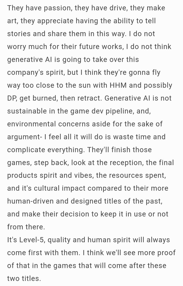 carbon8tion's tweet photo. My full thoughts on the current state of Level-5's AI usage, full text in link below. There's much more than this.

TLDR- I believe HHM is going to be their ultimate "slop" experimental game that will determine their future from here on, of if AI is worth using or not. https://t.co/7wqZnLul5n