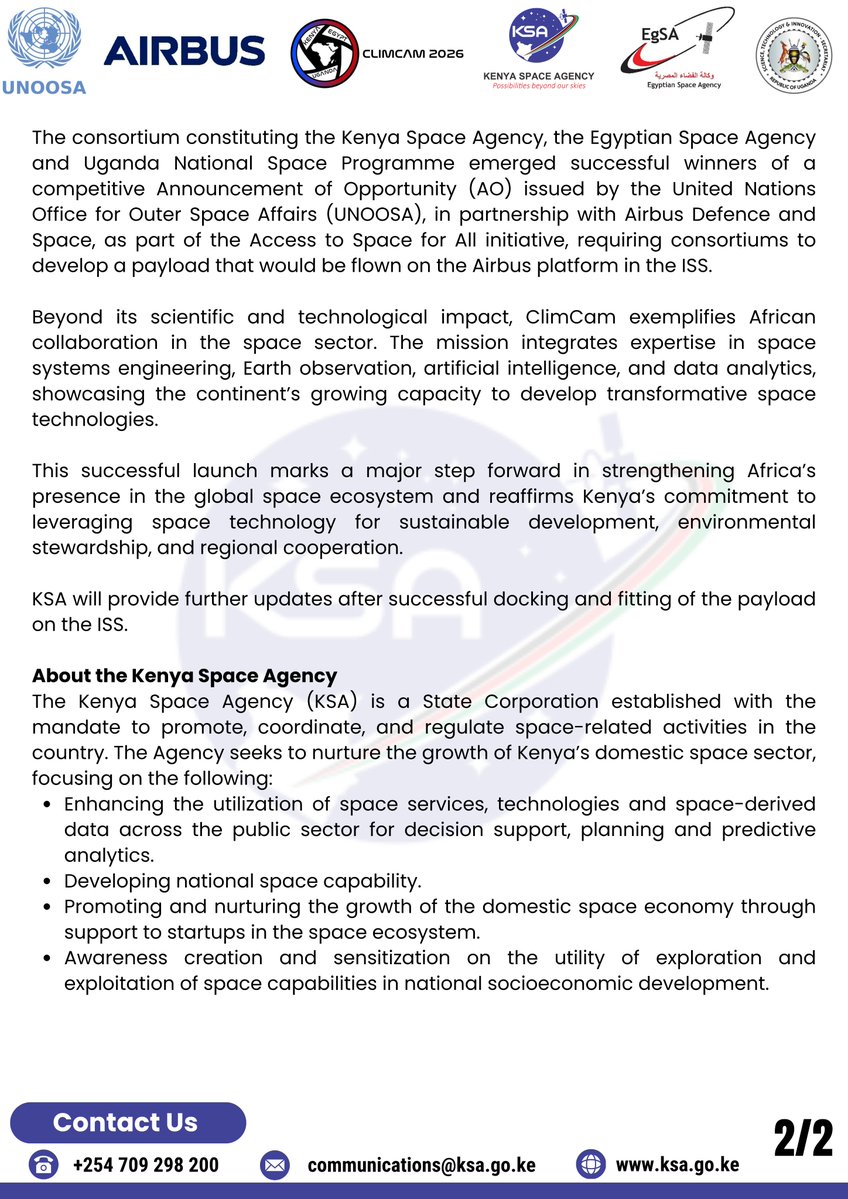 Kenya Space Agency tweet media