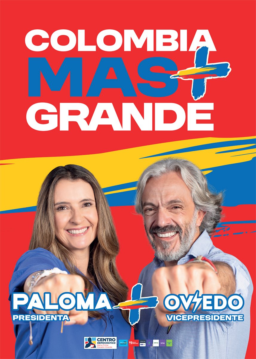 Esto es serio.
Tenemos un compromiso enorme con Colombia.🇨🇴

Con nuestro futuro.

Tenemos que ayudar a que <a href="/PalomaValenciaL/">Paloma Valencia L</a> y <a href="/JDOviedoAr/">Juan Daniel Oviedo</a> pasen a segunda vuelta.
🙏🏼🙏🏼