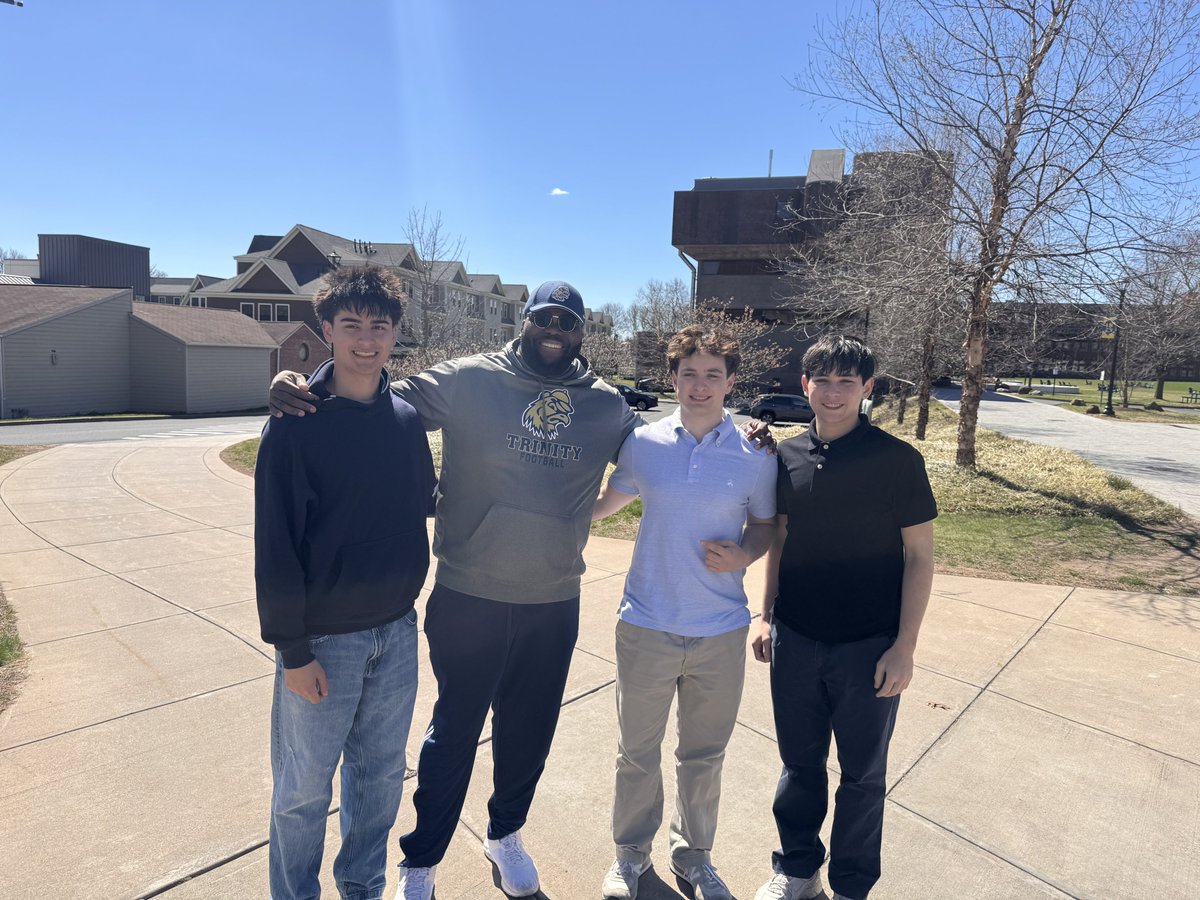 IanBWilley's tweet photo. Really enjoyed being on campus at Trinity College today! Grateful for the time with Coach Simmons, learning more about the football program and campus.

#AGTG #Classof2027 #RollBants #TrinColl
@CoachSimmonsC @TrinCollFB @TrinityCollege @aws_football @C_Willey2 @CMFinch2027 https://t.co/HCFgllDvGb