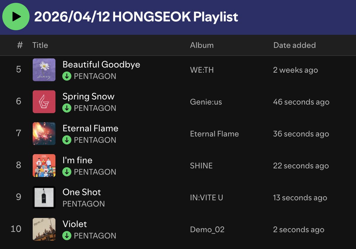 nogatne_p's tweet photo. Hongseok gave us his favorite top 10 Pentagon B-Sides during his Live today 💙
#HONGSEOK #홍석  
#PENTAGON #펜타곤 https://t.co/uXUrXXDrON