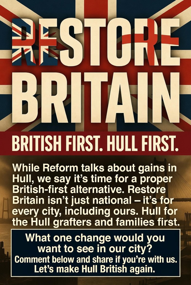 hull_restore's tweet photo. HULL DESERVES BETTER: As always, share it you care or dare x
@RestoreBritain_ @ActionBrexit @MichelleDewbs @richreformuk @StoryHull @Hullccnews @angus_young61 @HullPoliticsob1
#RestoreBritain #HullFirst #BritainFirst #HullDeservesBetter https://t.co/dNBqqnnZVZ