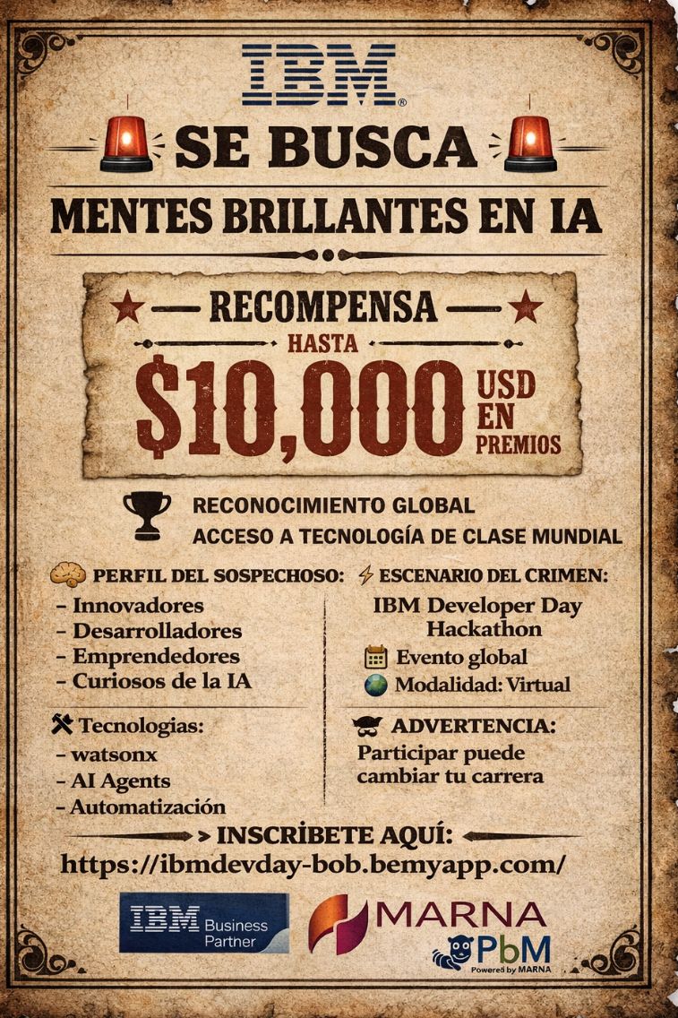 observatorioii's tweet photo. 🔥 ¿Te atreves a competir con los mejores en IA?

IBM está buscando a los próximos creadores del futuro… y hay hasta $10,000 USD en premios 💰

Si tienes mentalidad de creador, este es TU momento.

🚀 Inscríbete aquí:

👉 https://t.co/L0OUWleR2A https://t.co/p9aNoHvg7o
