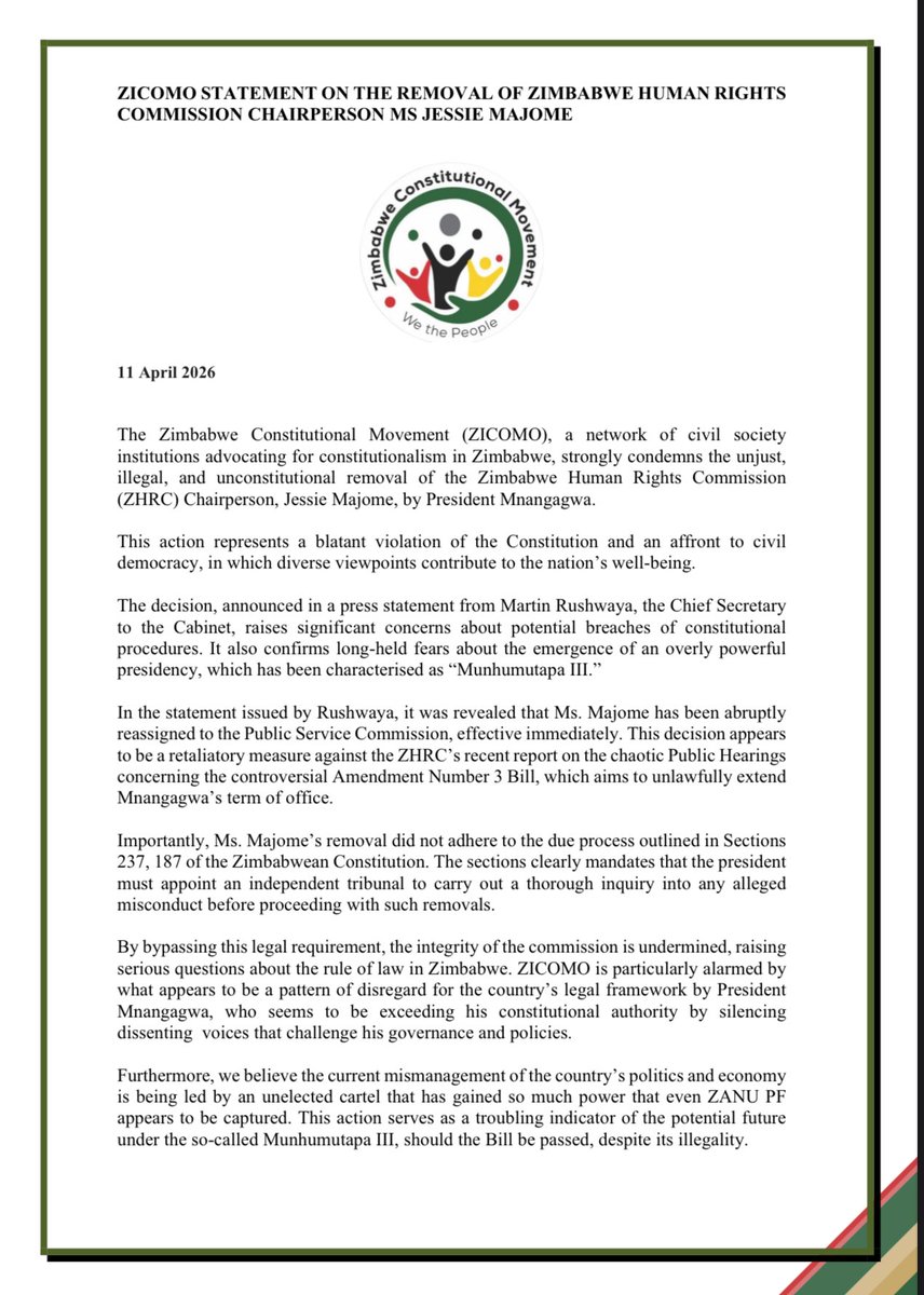 Zimbabwe Constitutional Movement (ZICOMO) tweet media