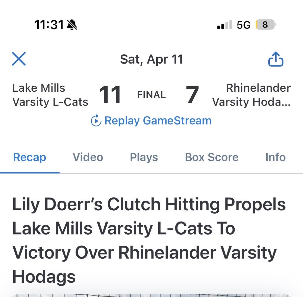 LcatsAthletics's tweet photo. LCat Softball starts the day with a win!

Lily Doerr launches a GRAND SLAM to put the Cats up by four 💣🔥

#LCatPride https://t.co/2LdMQSqyRx
