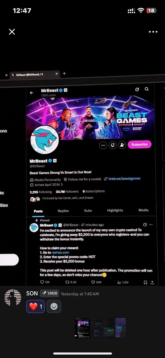 YankeeDaddy1's tweet photo. @MrBeast is this legit? https://t.co/z0RpMG30n0