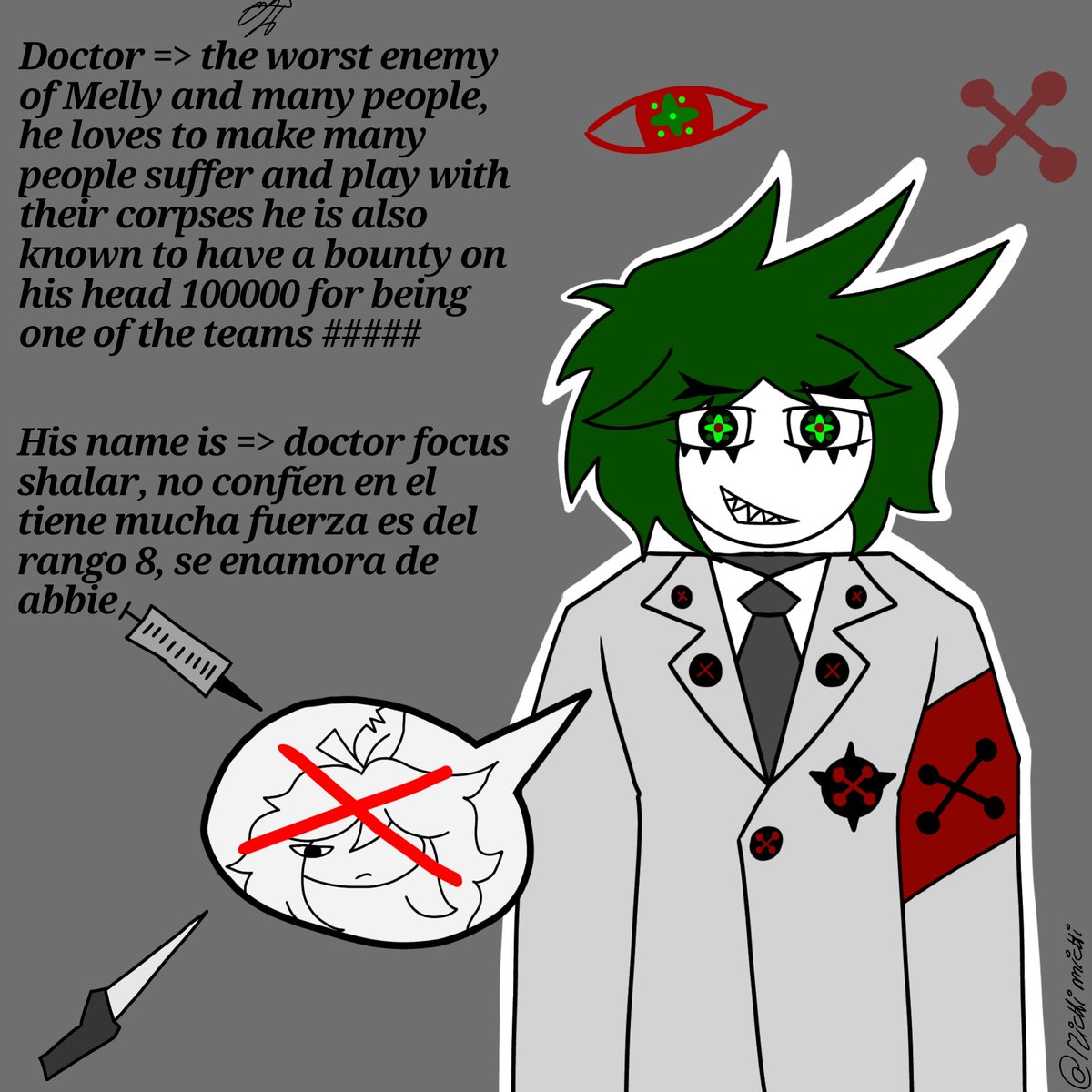 FrossMichi37805's tweet image. Soon the comic will be ready or as you should say a mini series that I hope, that lasts more than 8 minutes hehehe or right look @Mellytheapple Your enemy who will make things difficult for you hehe 🔪⛑️🥼💉 

#fpeart #blood #doc #Character  #enemy