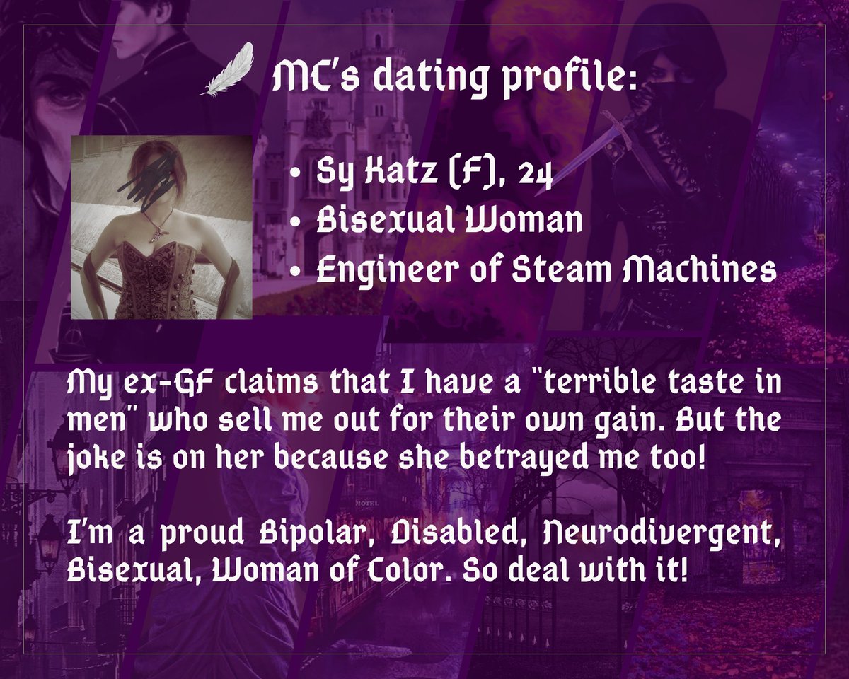 Wisteraverse's tweet image. When her ex, the chosen one, is assassinated, the disgraced former engingeer, Sy, fights a dysfunctional family of gods to escape a fate worse than death: becoming the god's eternal slave.
#ProfilePit #Q #F #BIPOC #LGBT #Disability #neurodiverse