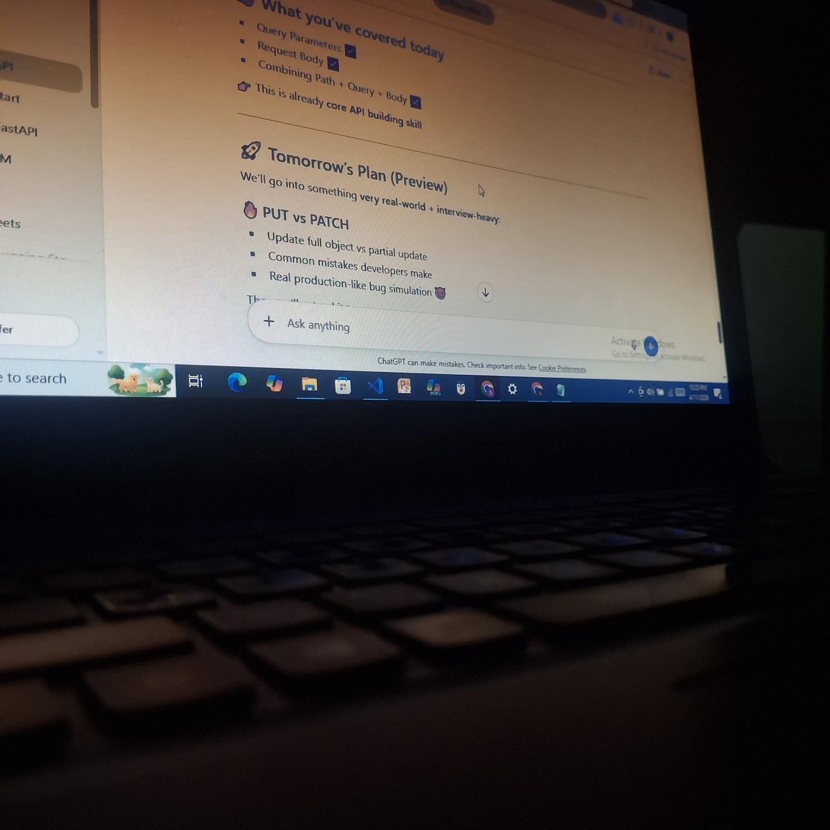 Sudesh2671's tweet photo. Done with today's FastAPI learning. I'm proud of myself to have been consistent with it. 😉
#LearningInPublic #Tech #Digital https://t.co/uZ88YBiqpp