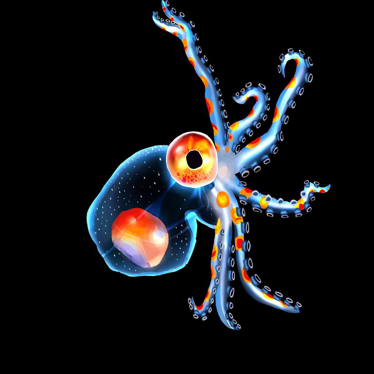 iridescent_bug's tweet image. silly smol octopus 🐙 👾 

two versions 🔥

#art #octopus