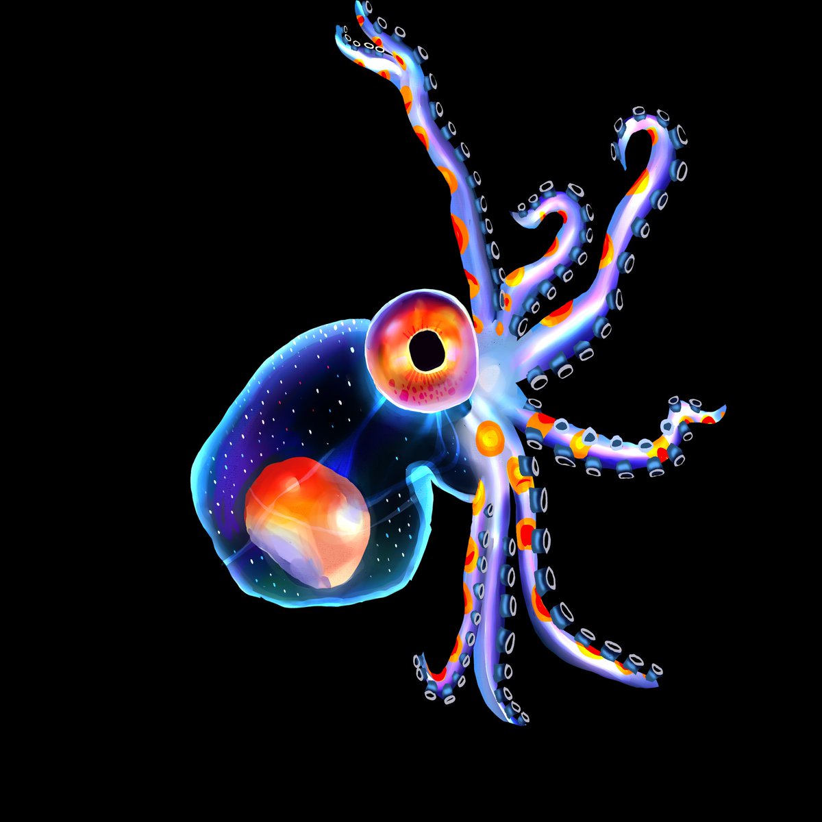 iridescent_bug's tweet image. silly smol octopus 🐙 👾 

two versions 🔥

#art #octopus