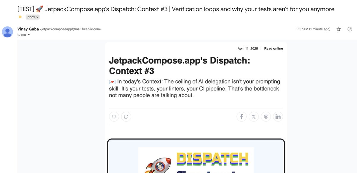 JetpkComposeApp's tweet photo. The latest issue of Dispatch goes out in ~5 mins. This is a really important topic in the AI first world we live in and is based on my observation helping thousands of engineers at companies like Airbnb and Databricks be AI first. https://t.co/VHwUUYDYVU