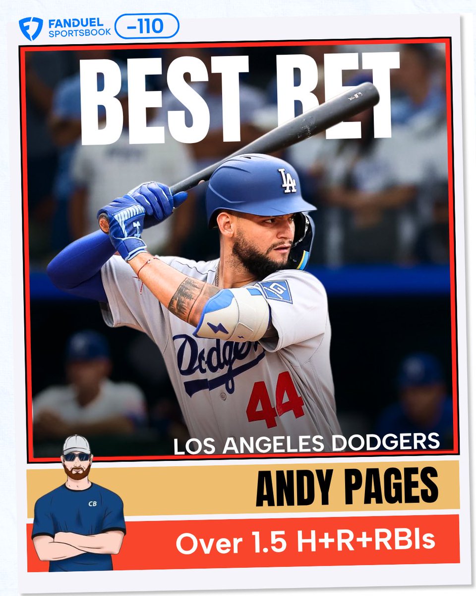 CodyBrownBets's tweet image. 🏆 MLB Best Bet 
🔵 Andy Pages O1.5 Hits + Runs + RBIs

We’re going for four in a row! 

I posted this earlier in my free Telegram channel…

📥 Join here: bit.ly/Telegram-Free

Make sure you’re in there to get free early access each day before the lines move.