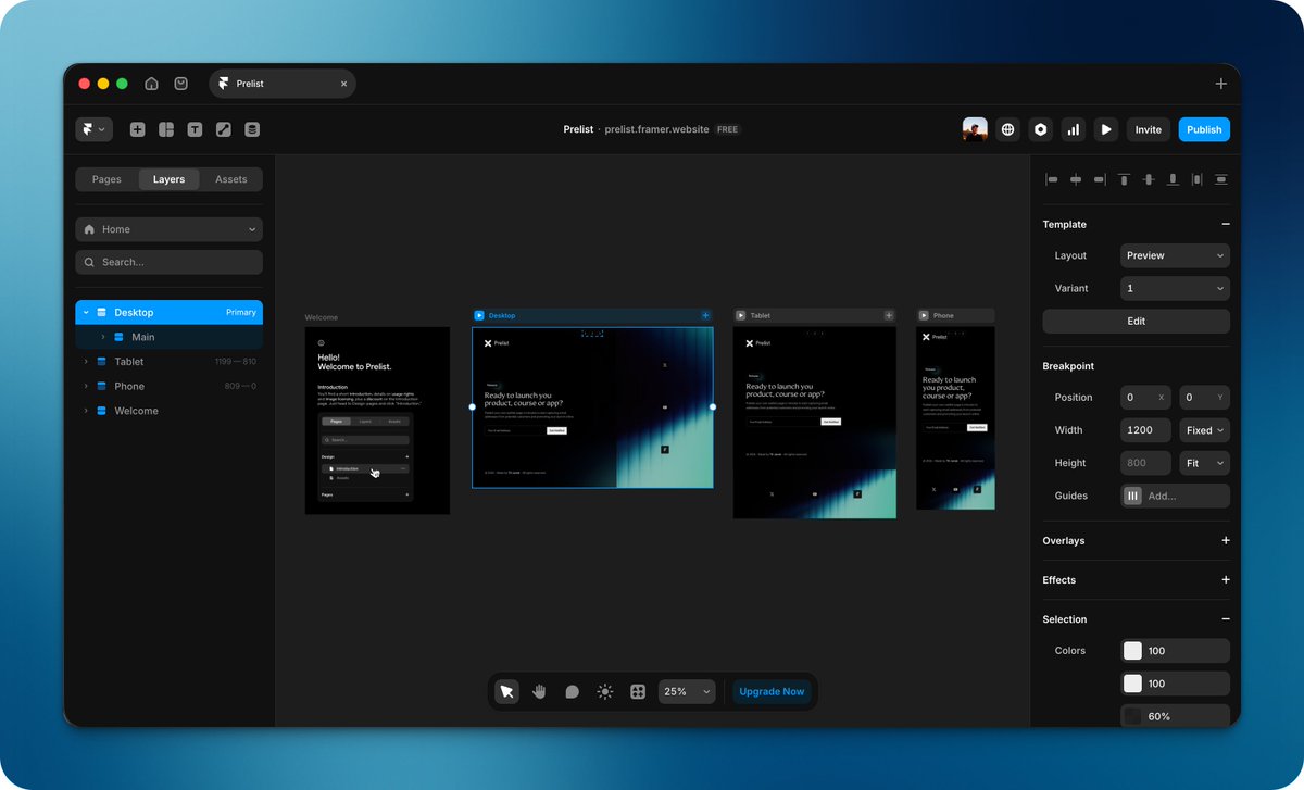 tilljanek's tweet image. Just shipped an update to my second Framer template "Prelist" for the #framerchallenge

1. Switched it from free to paid
2. Refreshed all template assets
3. Updated preview images + marketplace details
4. Added an “Introduction” page with beginner guides (same approach as my