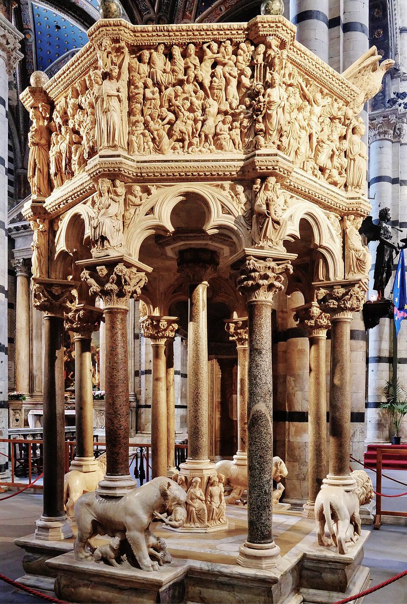 CultureExploreX's tweet image. Niccolò Pisano’s pulpit at the Siena cathedral was made for preaching, but it also preached through stone itself, turning biblical truth into something weighty, ordered, and almost Roman in its dignity. 

In that pulpit, you can feel a culture recovering the power to teach not